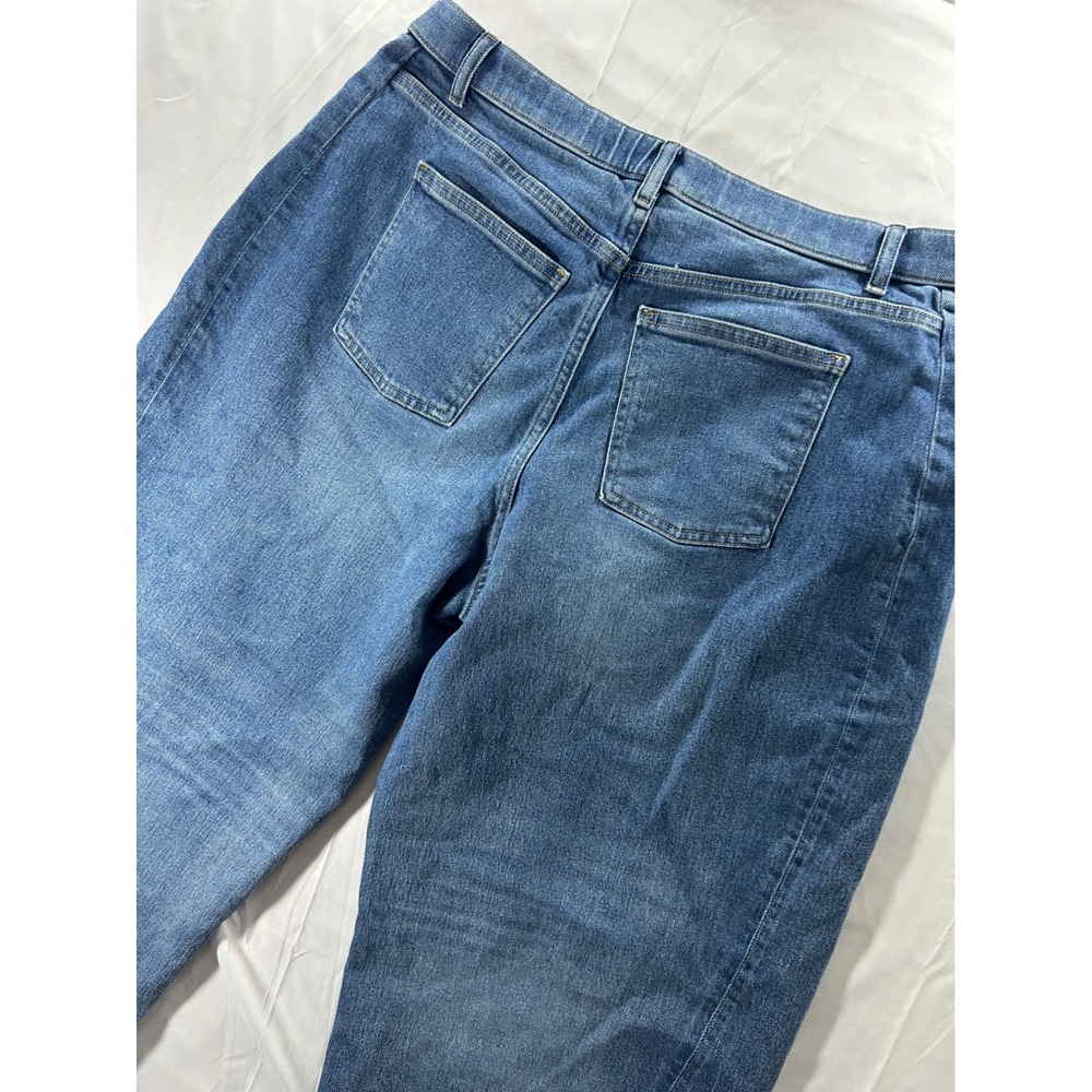 Spanx Ankle Wide Leg Jeans Medium Wash Blue Denim 1X 1T Petite - Picture 2 of 9